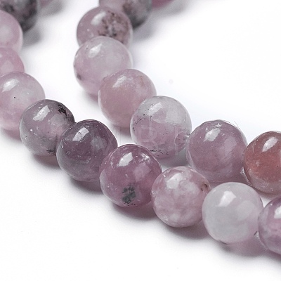 Natural Lepidolite/Purple Mica Beads Strands G-G770-04A-6mm-1