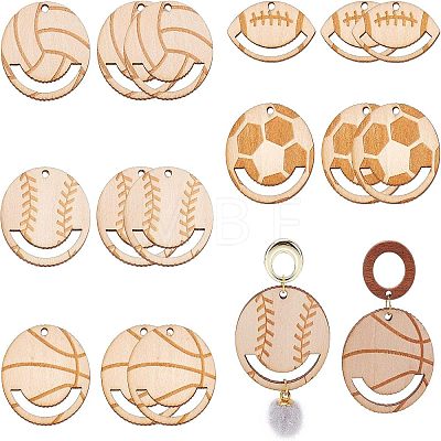 20Pcs 5 Styles Hollow Wooden Pendants WOOD-CA0001-54-1