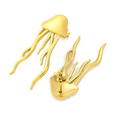 Ion Plating(IP) 304 Stainless Steel Jellyfish Stud Earrings EJEW-D281-29G-1