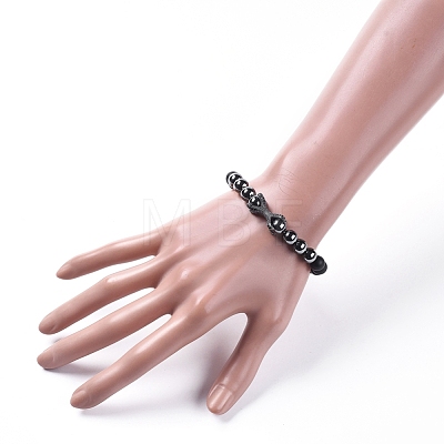 Natural Black Agate Beads Stretch Bracelets BJEW-JB04793-1