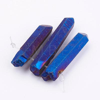 Electroplated Natural Quartz Crystal Graduated Beads Strands G-P315-A06-1