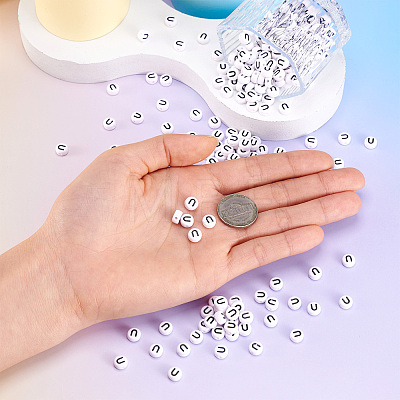 500Pcs Acrylic Horizontal Hole Letter Beads OACR-YS0001-03U-1
