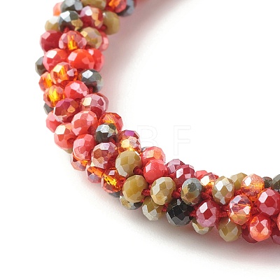 Bling Glass Beads Braided Stretch Bracelet BJEW-JB07423-01-1