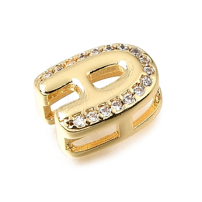 26Pcs 26 Styles Brass Micro Pave Clear Cubic Zirconia Initial Spacer Bars KK-E802-34G-1