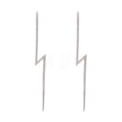 Rhodium Plated 925 Sterling Silver Ear Wrap Crawler Hook Earrings EJEW-AA00271-33A-P-1