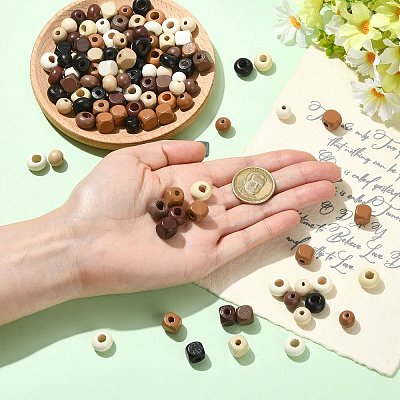 150Pcs 3 Styles Wood European Beads WOOD-CJ0002-73-1