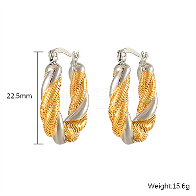Two Tone 304 Stainless Steel Hoop Earrings for Women ZB8618-2-1