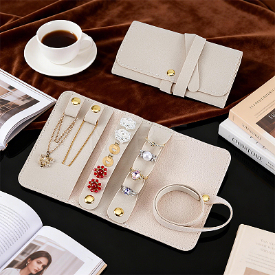 2Pcs PU Leather Jewelry Rolls for Rings Earrings Necklaces AJEW-FG0005-98B-1