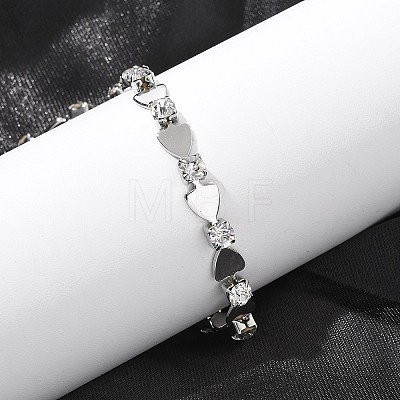 304 Stainless Steel Rhinestone Cup Chain Bracelets for Women BJEW-F488-26A-P-1