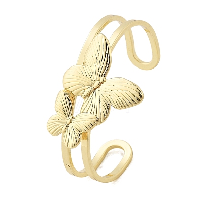 Butterfly Brass Cuff Open Bangles BJEW-M060-01G-02-1