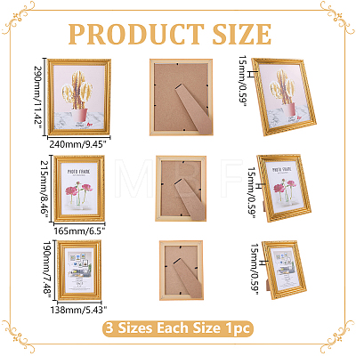 3Pcs 3 Styles Retro Resin Photo Frame Stand DJEW-WR0001-23-1
