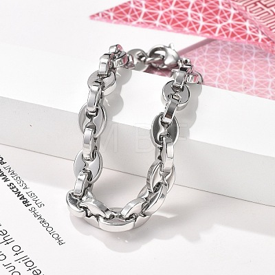 304 Stainless Steel Coffee Bean Chain Bracelets for Women Men BJEW-F488-01P-02-1