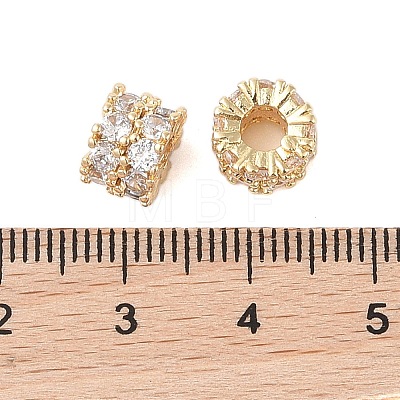 Brass Micro Pave Clear Cubic Zirconia Beads KK-B100-003G-1