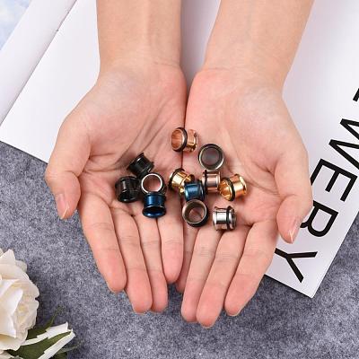 12Pcs 6 Colors 316 Surgical Stainless Steel Screw Ear Gauges Flesh Tunnels Plugs STAS-YW0001-16B-1