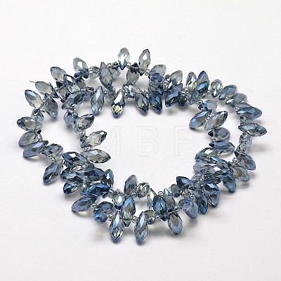 Faceted Teardrop Full Rainbow Plated Electroplate Glass Beads Strands EGLA-J131-FR10-1