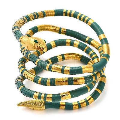 Alloy Green Rhinestone Snake Wrap Choker Necklaces for Women NJEW-Z087-02G-1