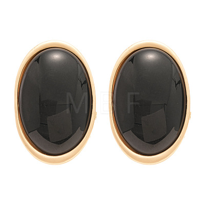Alloy Resin Oval Stud Earrings FS-WG2D521-02-1
