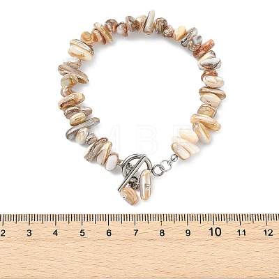 Nuggets Natural Freshwater Shell Charm Bracelets BJEW-JB14016-1
