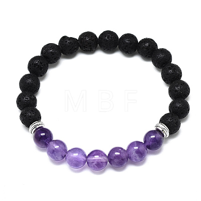 Natural Amethyst Beads Stretch Bracelets BJEW-R309-02-A03-1