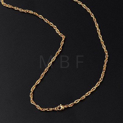 3mm Rack Plating Brass Rope Chain Necklaces for Women Men MAK-L044-29G-1