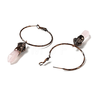 Natural Rose Quartz Dangle Earrings G-D468-44R-1