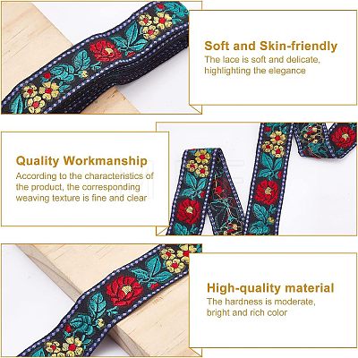 Embroidered Ethnic Style Cotton Ribbons SRIB-FG0001-04A-1