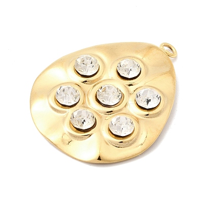 304 Stainless Steel & Crystal Rhinestone Pendants STAS-G390-01G-01-1