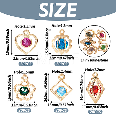 100Pcs 5 Styles Rack Plating Eco-Friendly Iron Charms IFIN-TA0001-54-1
