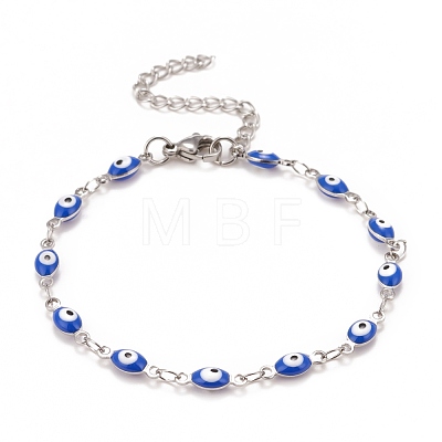 Enamel Horse Eye Link Chains Bracelet BJEW-P271-05P-1