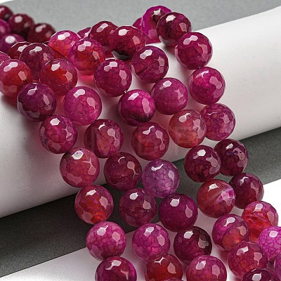 Faceted Natural Dragon Veins Agate Beads Strands G-F447-12mm-P01-1