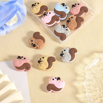CHGCRAFT 12Pcs 6 Colors Squirrel Food Grade Eco-Friendly Silicone Beads SIL-CA0003-04-1