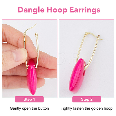 FIBLOOM 3 Pairs 3 Colors Rectangle Resin Hoop Earrings for Women EJEW-FI0002-64-1