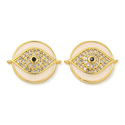 Rack Plating Brass Micro Pave Clear Cubic Zirconia Eye Connector Charms KK-Z063-20G-01-1