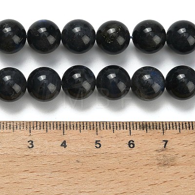 Natural Black Labradorite Beads Strands G-L642-B15-10mm-1
