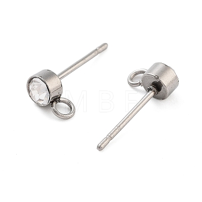 Non-Tarnish 202 Stainless Steel Rhinestone Stud Earring Findings X-STAS-U012-05P-1