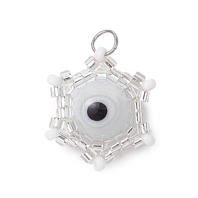 Beaded Star Eye Charms PALLOY-MZ00574-07-1