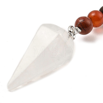 Natural Quartz Crystal Cone Pendant Keychain G-Z033-08P-01-1