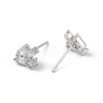 Clear Cubic Zirconia Geometric Stud Earrings EJEW-L234-085P-1