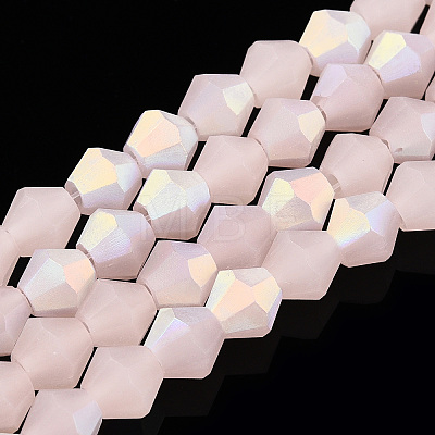 Imitation Jade Bicone Frosted Glass Bead Strands LS-EGLA-A039-J6mm-MB07-1
