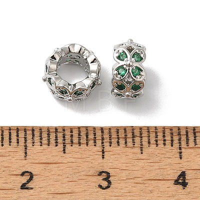 Long-Lasting Plated Brass Micro Pave Clear Cubic Zirconia Beads KK-K381-18B-P-1