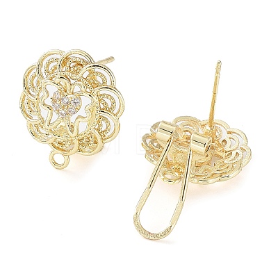 Hollow Butterfly Brass Micro Pave Cubic Zirconia Stud Earrings Finding KK-E083-15G-1