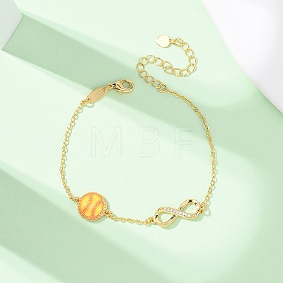 Sports Brass Micro Pave Cubic Zirconia Infinity Link Bracelets LS-BJEW-D386-01D-G-1
