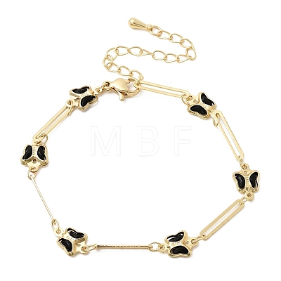 Brass with Cubic Zirconia Link Bracelest for Women BJEW-K298-03G-1