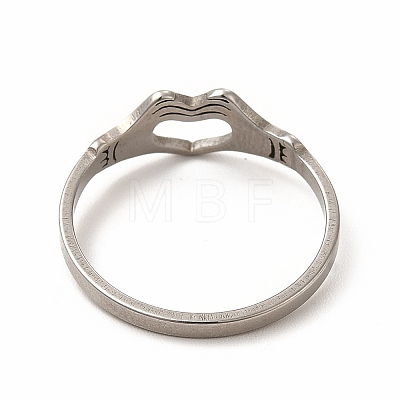 304 Stainless Steel Hollow Out Heart Hand Finger Ring for Women RJEW-K239-03P-1