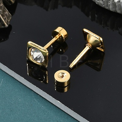 Square Crystal Rhinestone Ear Fake Plugs EJEW-H105-21G-A-1