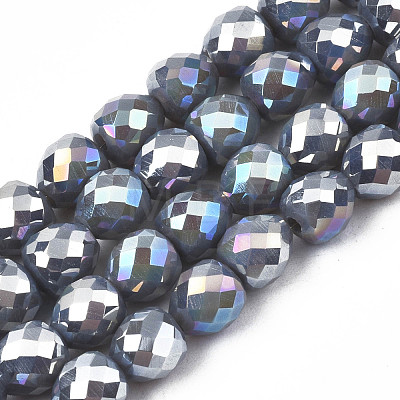 Electroplate Opaque Solid Color Glass Beads Strands EGLA-N002-26-A07-1