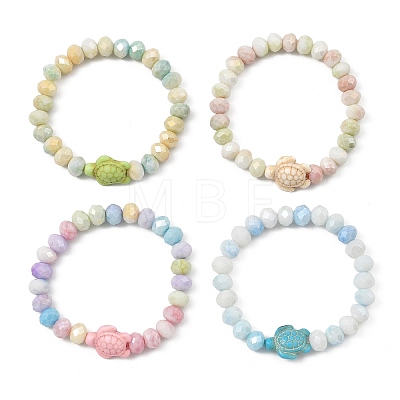 Glass & Synthetic Turquoise Beaded Bracelets BJEW-JB13889-01-1