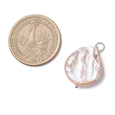 Natural Baroque Pearl Keshi Pearl Pendants PALLOY-JF04629-02-1