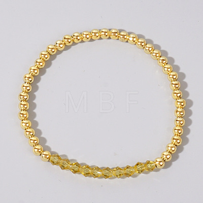 Colorful Birthstone Faceted Bicone & Brass Beaded Stretch Bracelets for Women RJ7989-11-1