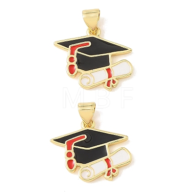 Graduation Season Brass Enamel Pendants KK-CBAF2EC-03G-A-1